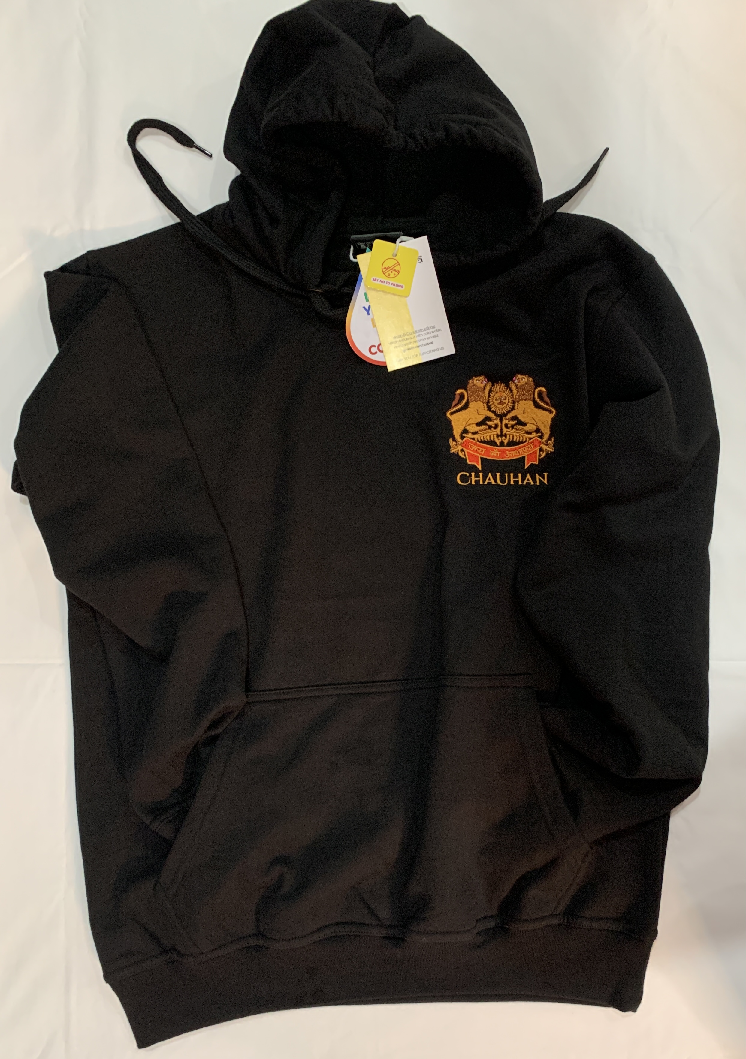 Rajputana Coat of Arm Hoodies-Embroidered - Black - View 1