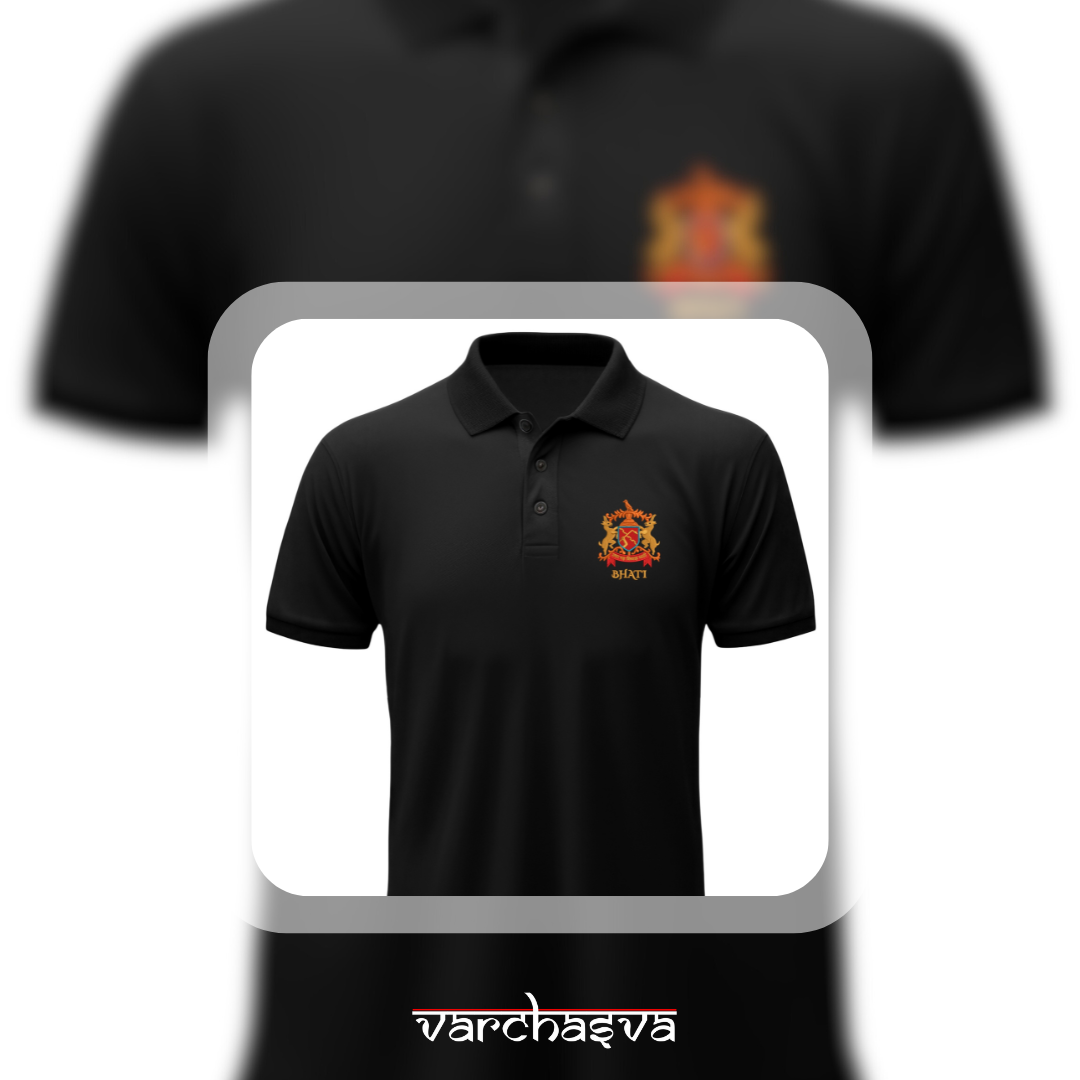 Rajputana Coat of Arm Polos-Embroidered - Black - View 1